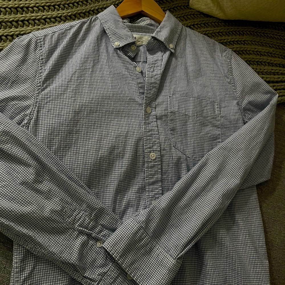 Light Blue Checkered/ Plaid Button Down - GAP - Used